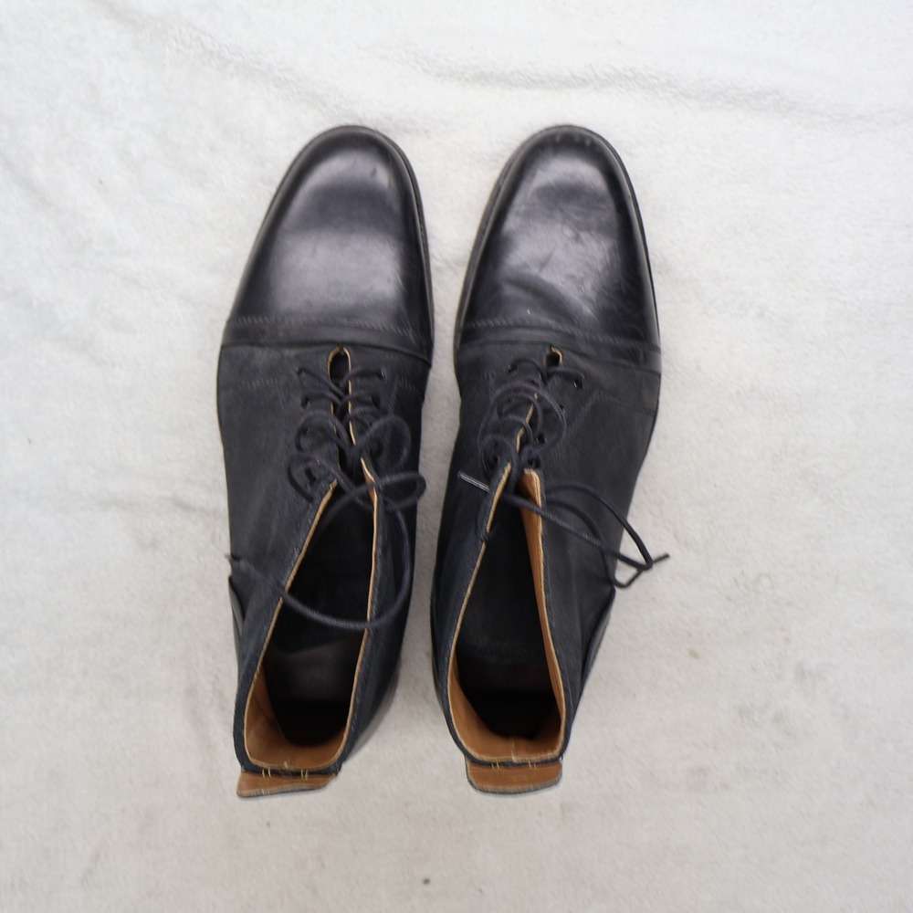 Grenson Mens 11 Boots Black Dress Shoes Leather Cap Toe Lace Up Classic 5085 01 - Picture 7 of 16